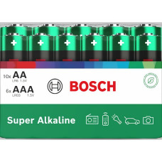 Набір батарейок Bosch Super Alkaline: AA (LR6) 2900 mAh 10 шт, AAA (LR03) 1300 mAh 6 шт LR610LR036SAF/00