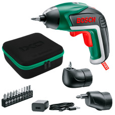 Акумуляторна викрутка Bosch IXO V full, з/п, у футлярі, кутова насадка, ексцентрикова насадка, набір біт 10 шт