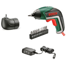 Акумуляторна викрутка Bosch IXO V medium, з/п, кутова насадка, набір біт 10 шт
