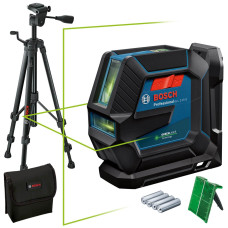 Лазерний нівелір Bosch GLL 2-15 G Professional з мішенню, штативом BT 150, універсальним кріпленням LB 10 і чохлом