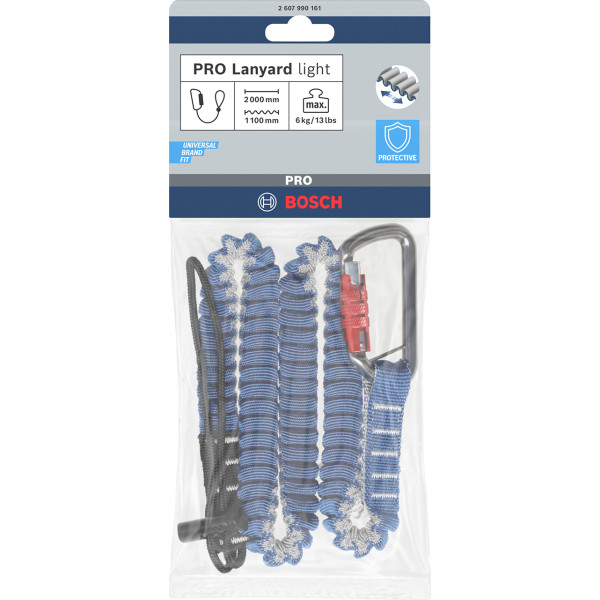 Страхувальний шнур для інструменту Bosch PRO Lanyard light з карабіном і петлею з круглого шнура, 6 кг